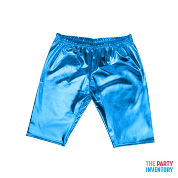 Light Blue Metallic Long Shorts