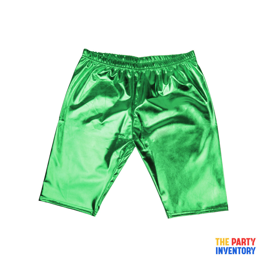 Green Metallic Long Shorts