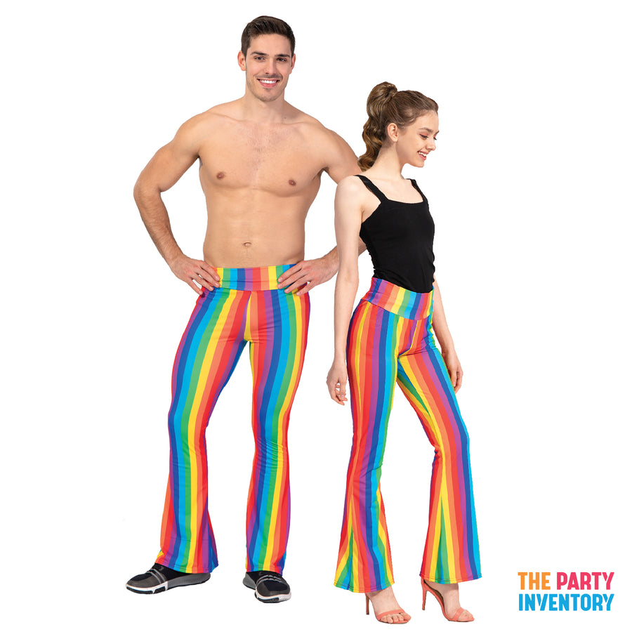 Adult Rainbow Stripe Flare Pants