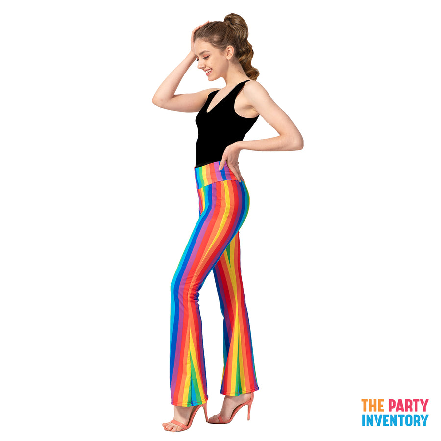 Adult Rainbow Stripe Flare Pants