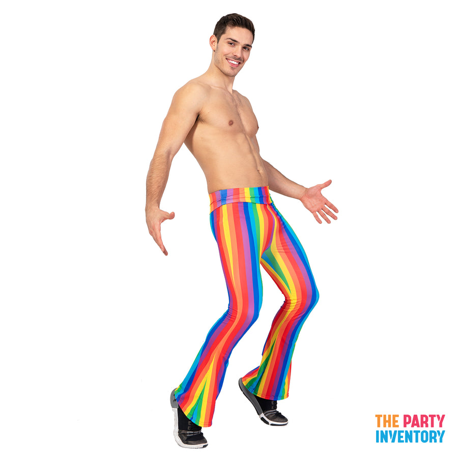 Adult Rainbow Stripe Flare Pants