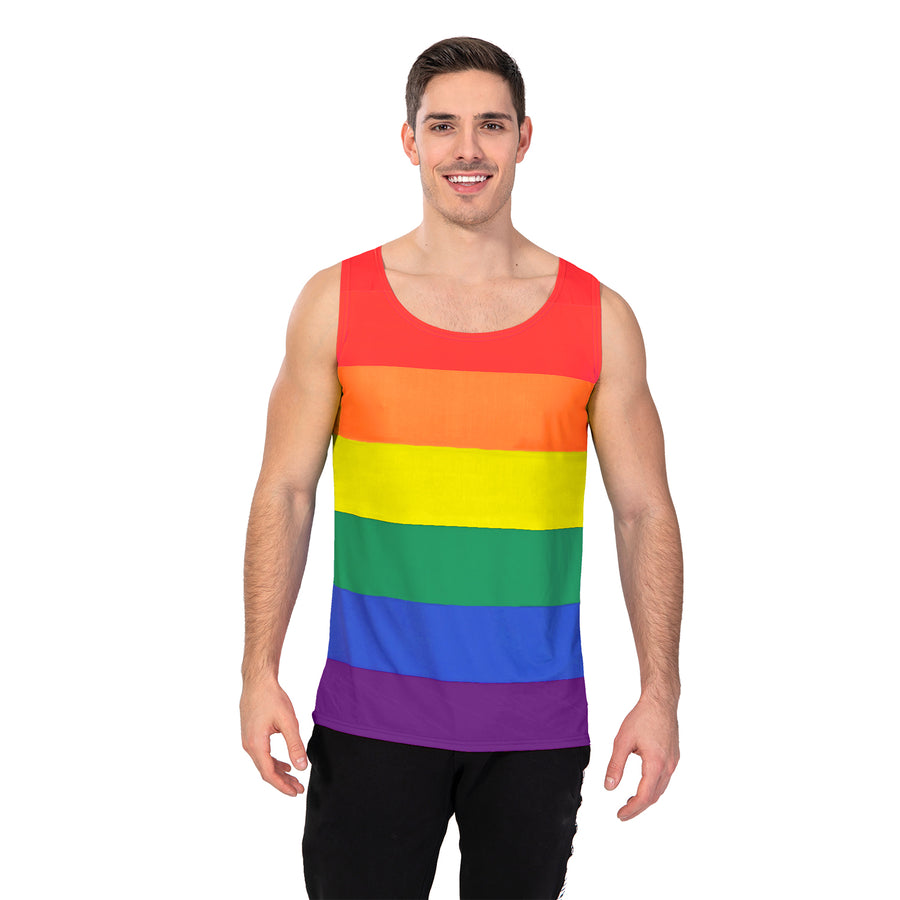 Adult Mens Rainbow Stripe Tank Top