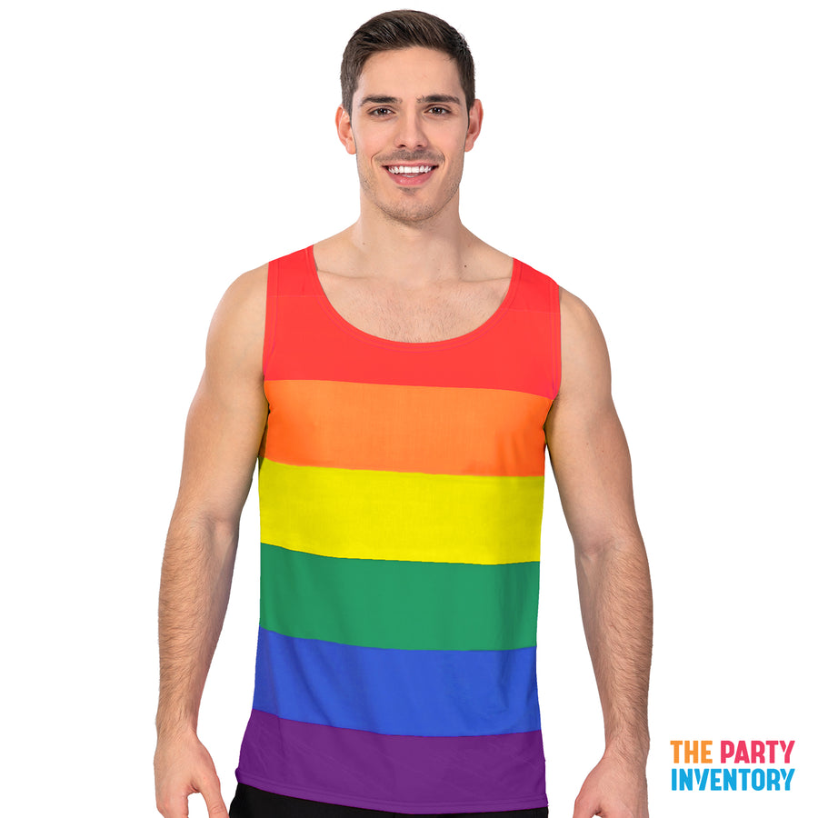 Adult Mens Rainbow Stripe Tank Top