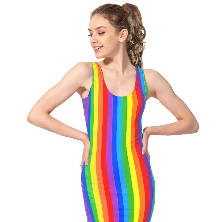 Adult Rainbow Stripe Tank Dress