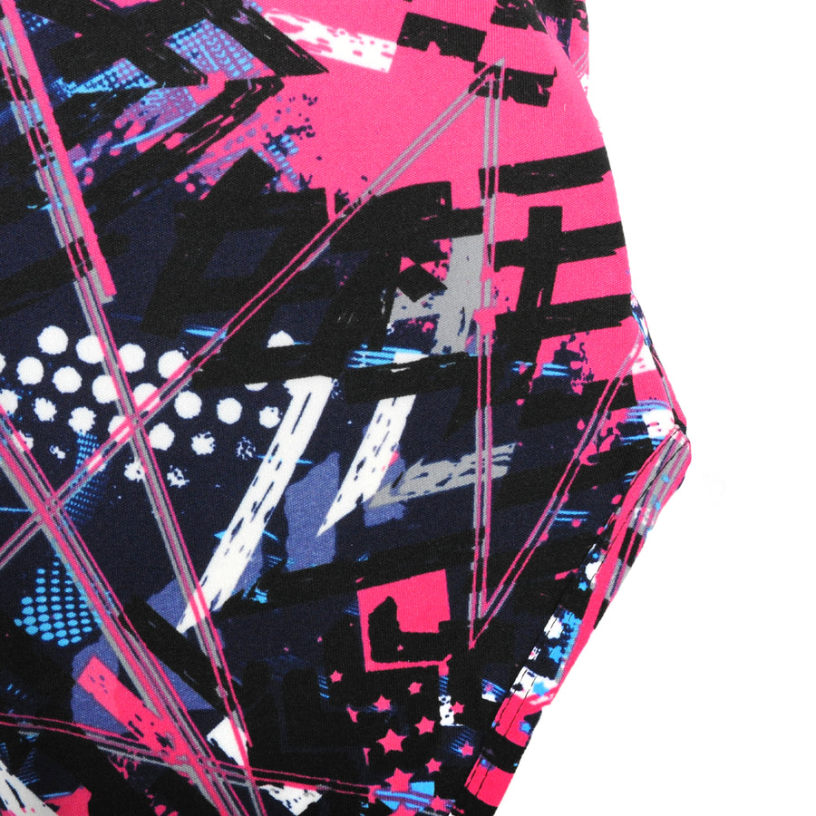 Neon Pink Grid 80s Pattern Leotard