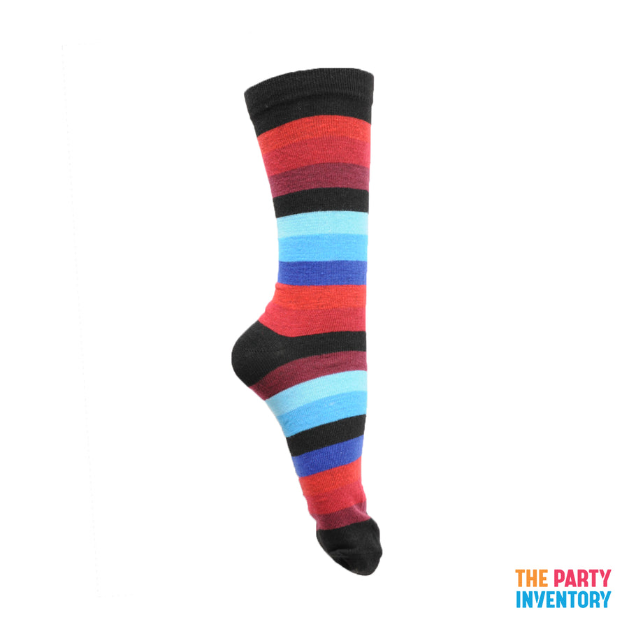 Long Stripe Socks (Red Blue & Black Stripe)