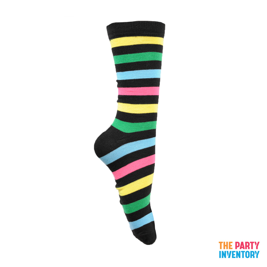 Long Stripe Socks (Rainbow & Black Stripe)