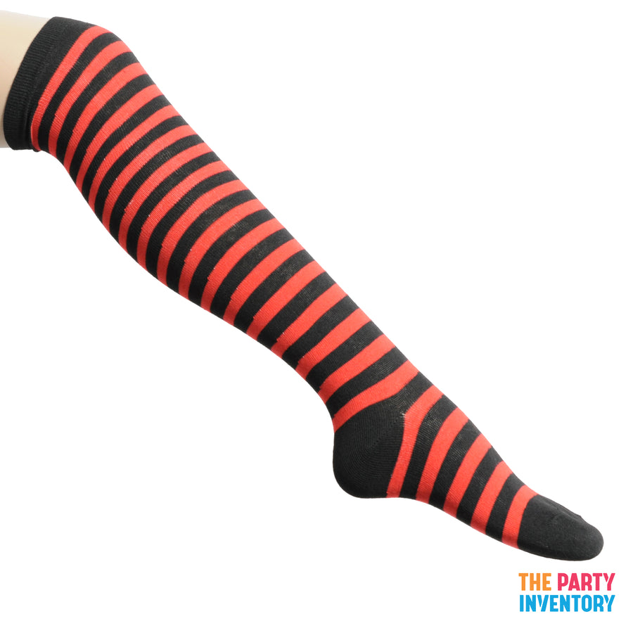 Long Over the Knee Socks (Black & Red)