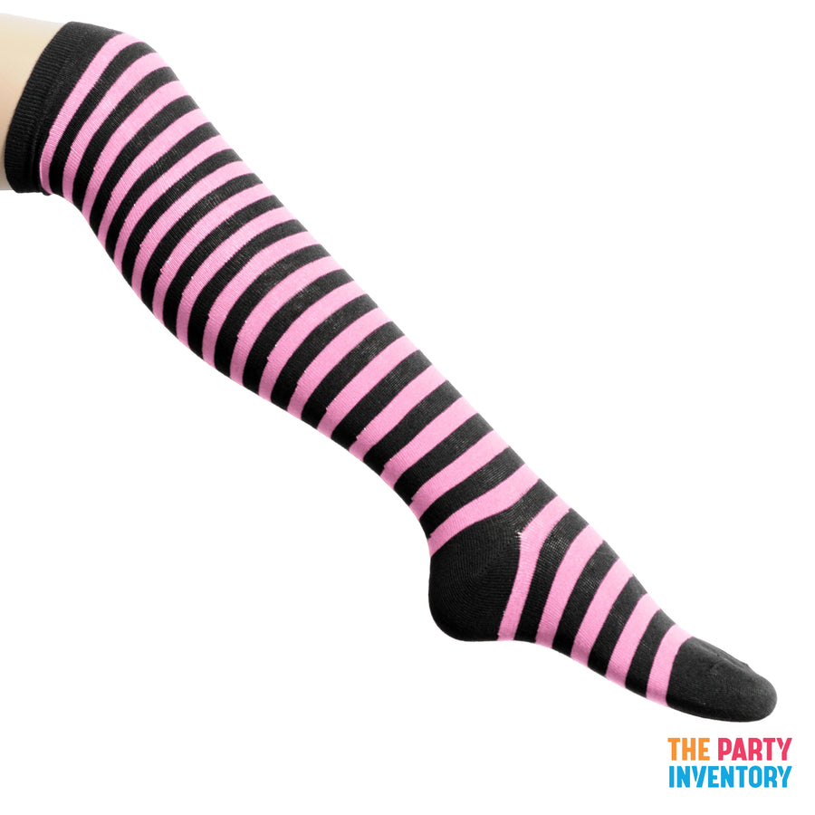 Long Over the Knee Socks (Black & Pink)