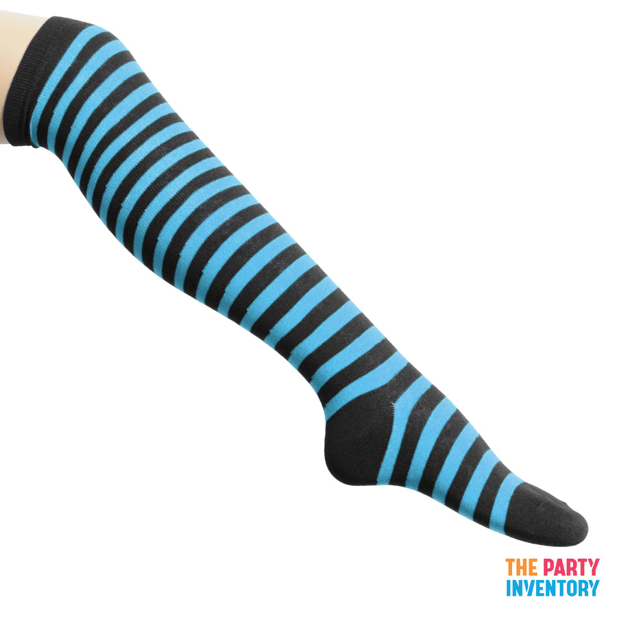 Long Over the Knee Socks (Black & Light Blue)