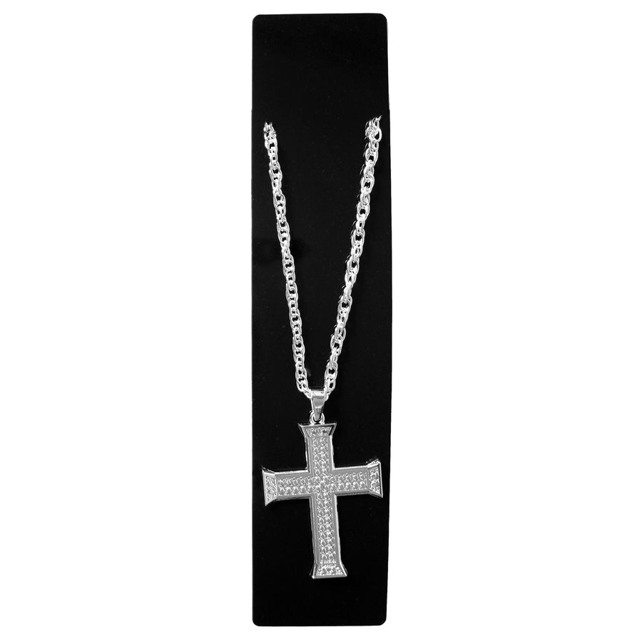 Big Plain Silver Cross Necklace