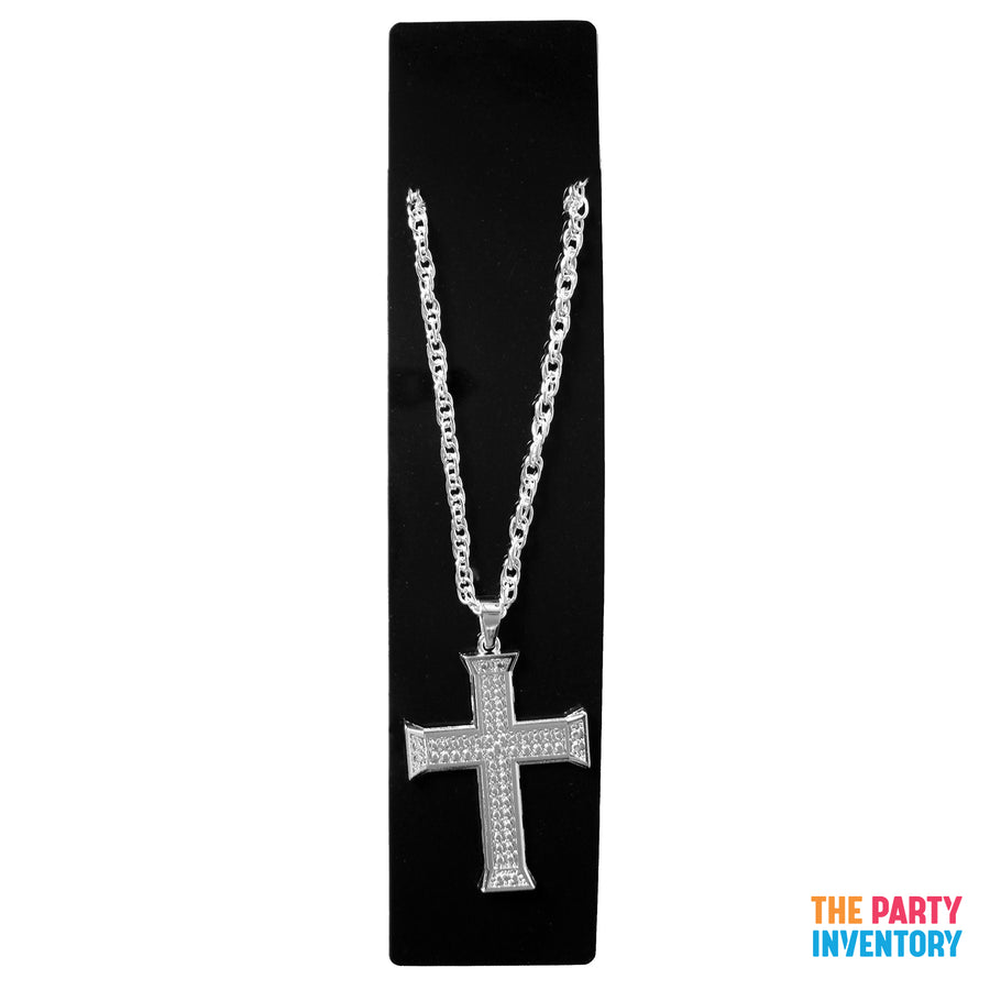 Big Plain Silver Cross Necklace