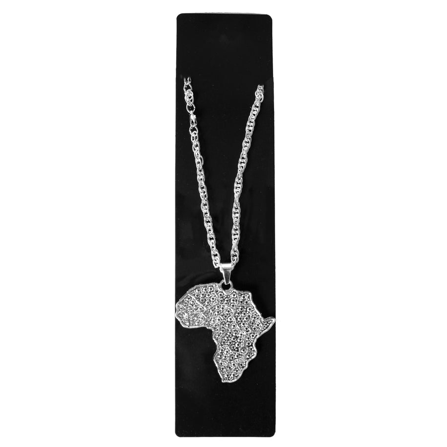 Big Silver Africa Map Necklace