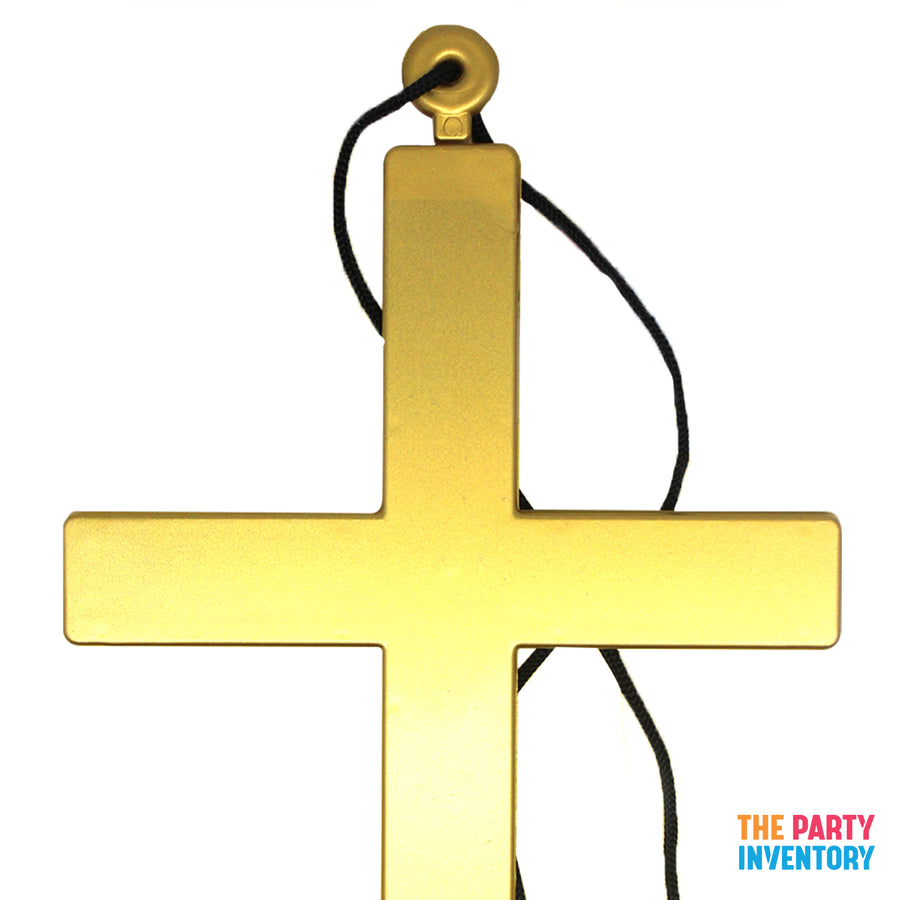 Large Monk Gold Cross Necklace