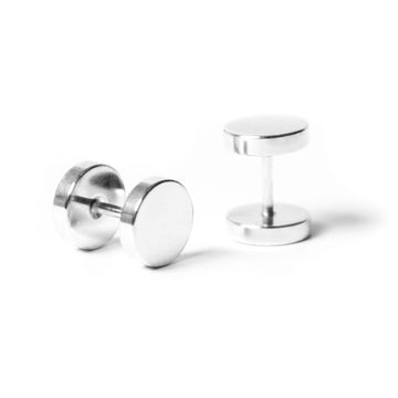 Silver Faux Stretcher Earrings (8mm)