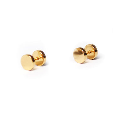 Gold Faux Stretcher Earrings (8mm)