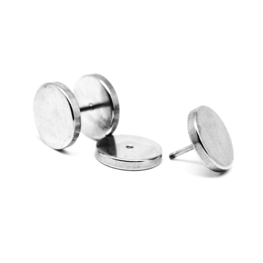 Silver Faux Stretcher Earrings (12mm)