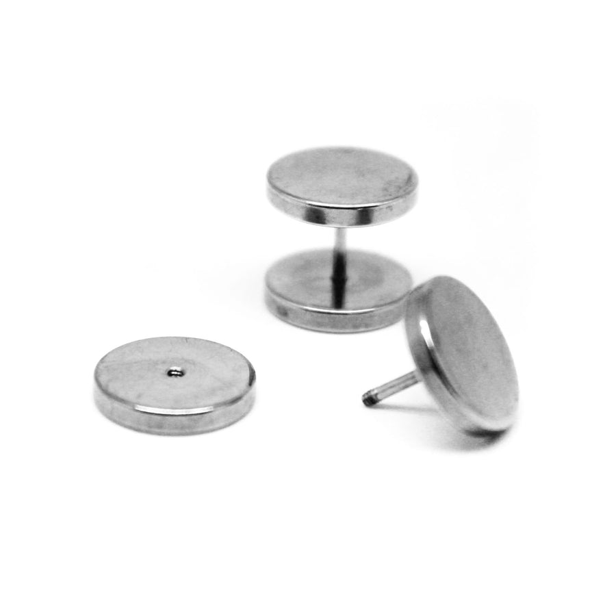 Silver Faux Stretcher Earrings (12mm)