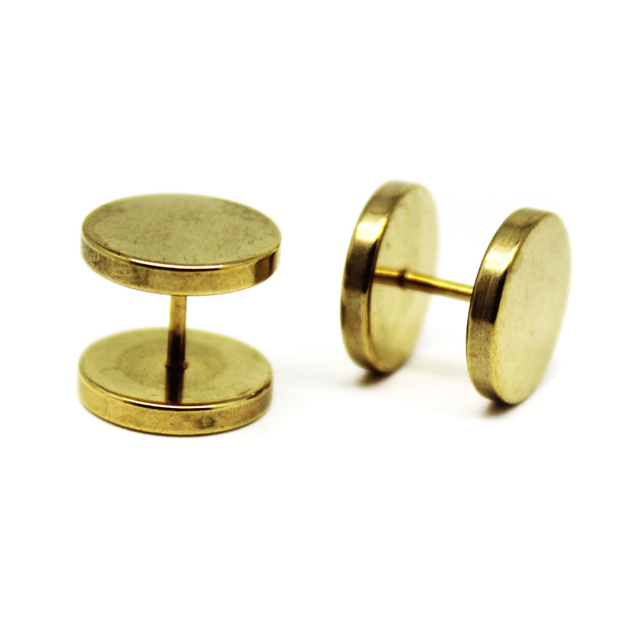 Gold Faux Stretcher Earrings (12mm)