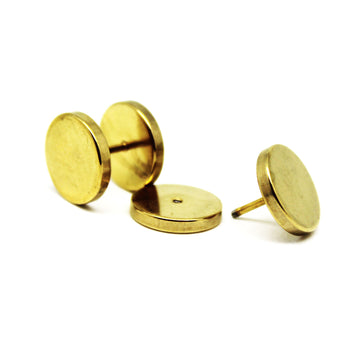 Gold Faux Stretcher Earrings (12mm)