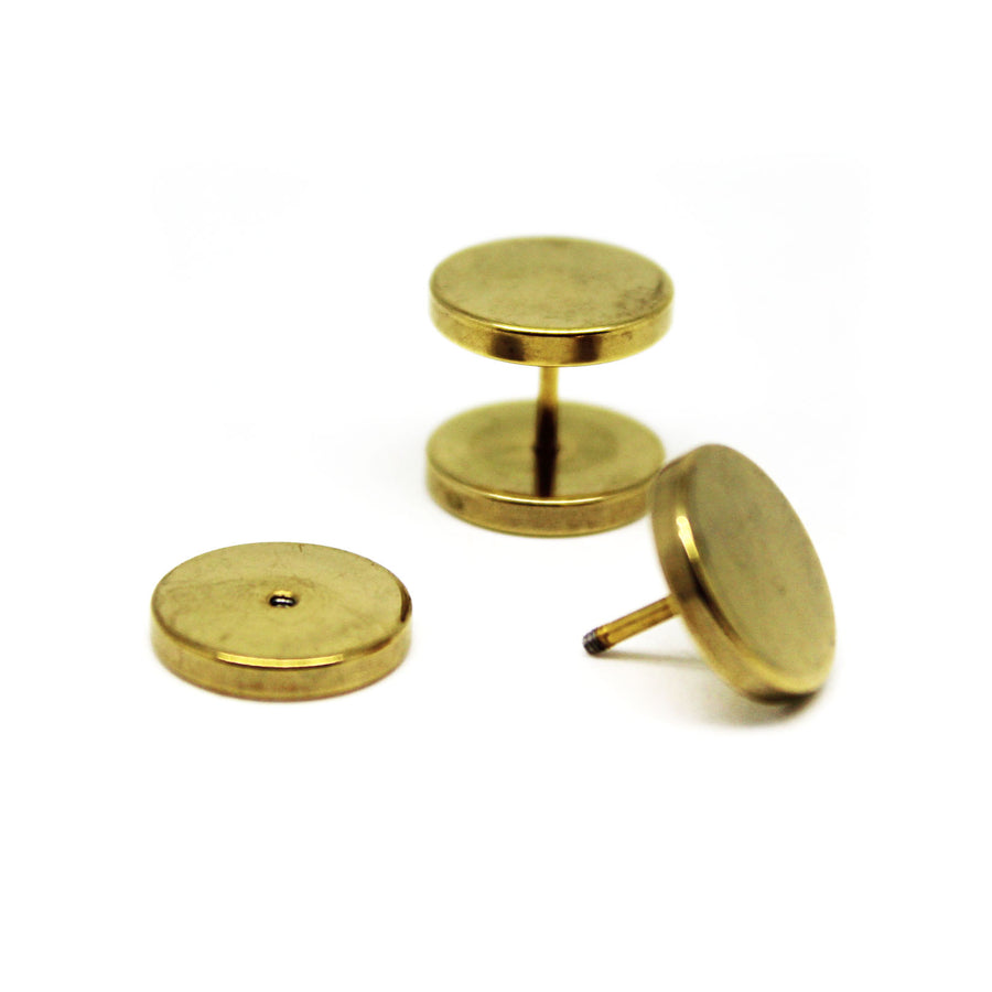 Gold Faux Stretcher Earrings (12mm)