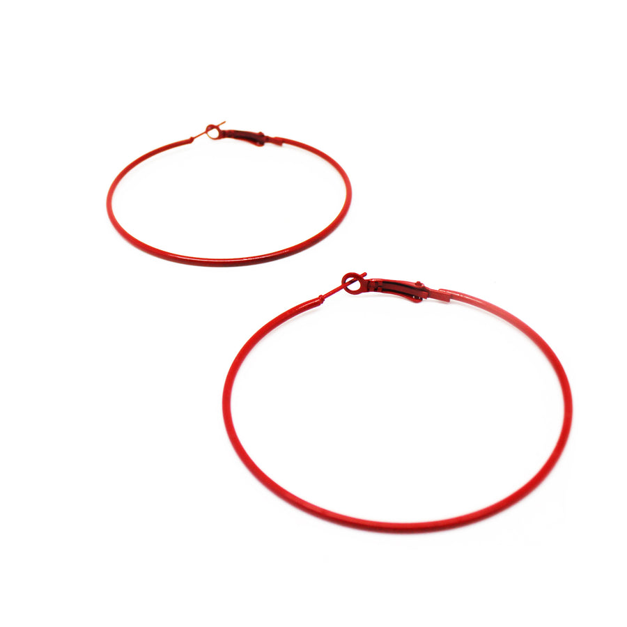 Red 80s Hoop Earrings