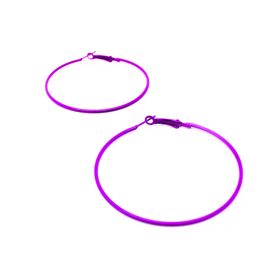 Purple 80s Neon Hoop Earrings