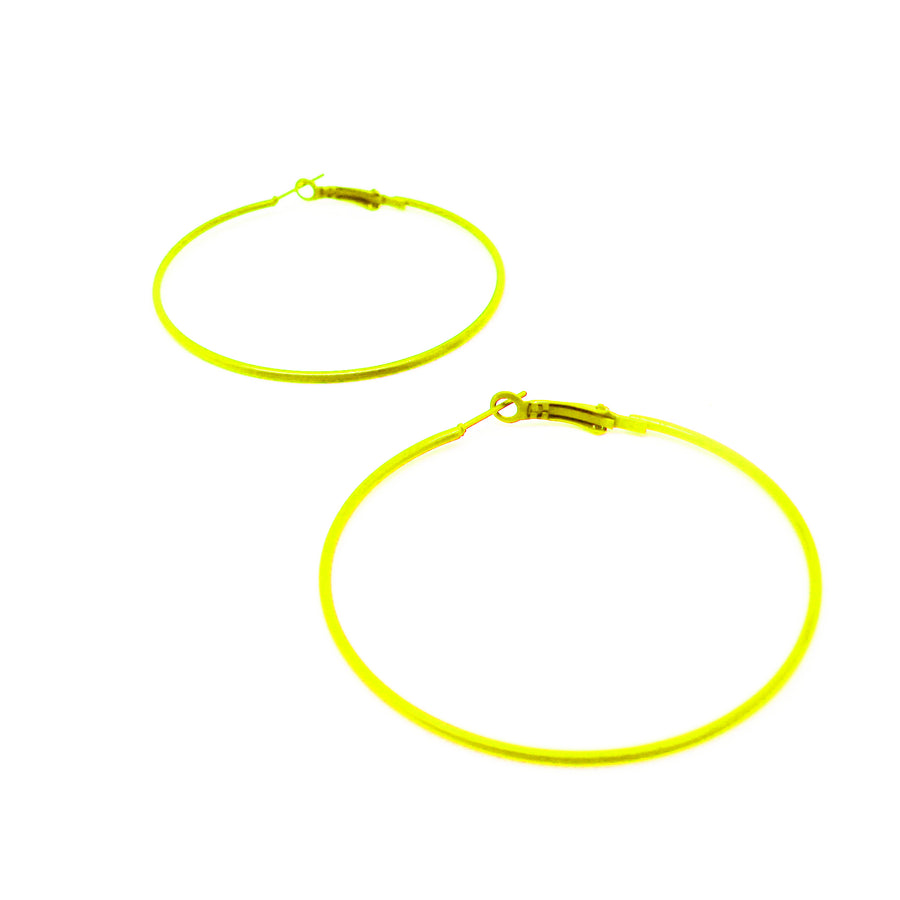 Yellow 80s Neon Hoop Earrings