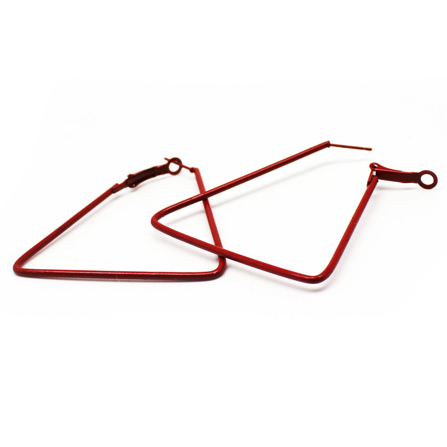 Red 80s Triangle Earrings