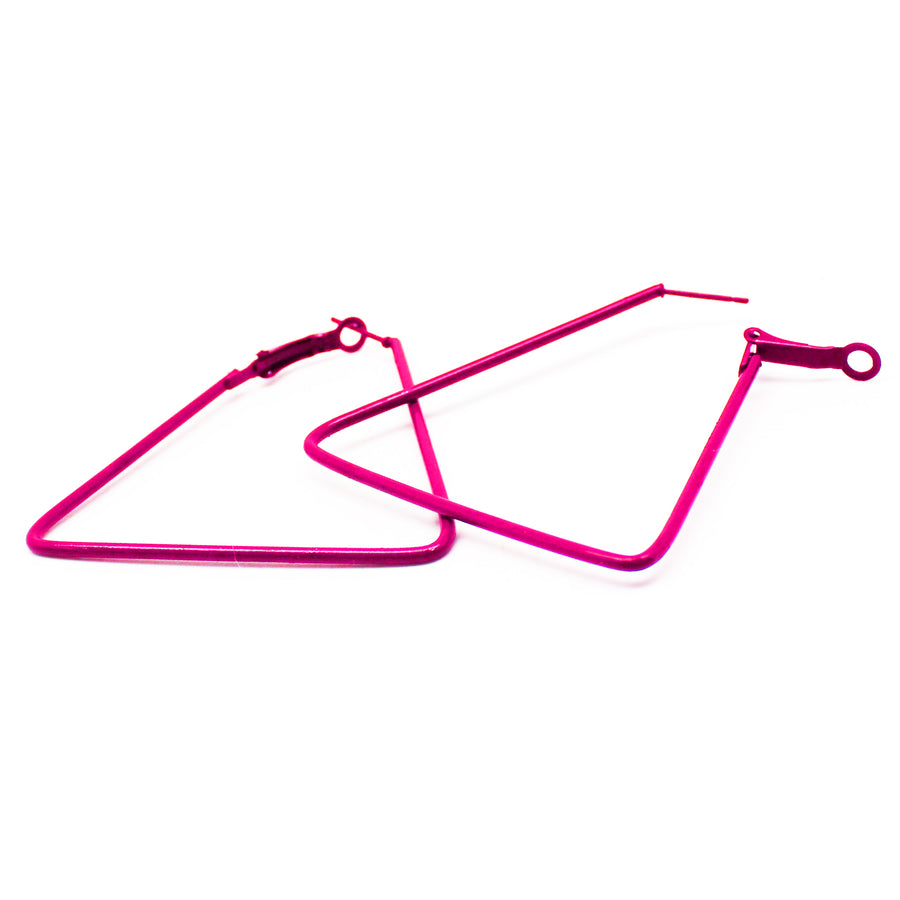 Pink 80s Neon Triangle Earrings