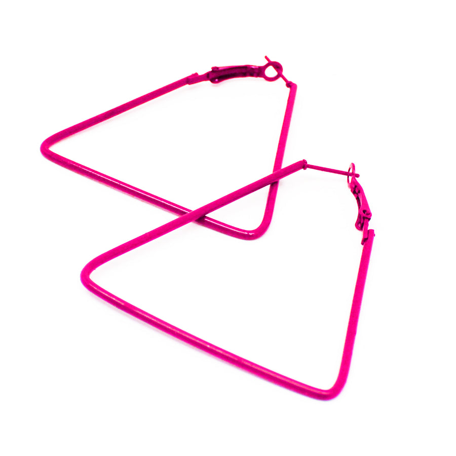 Pink 80s Neon Triangle Earrings