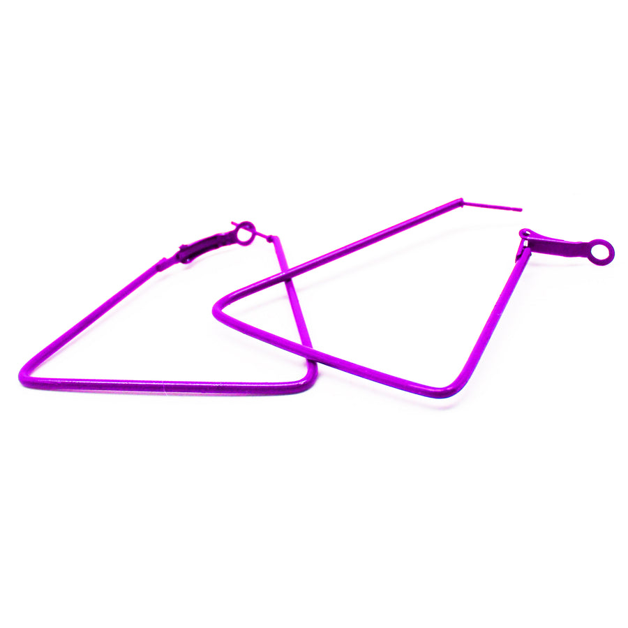 Purple 80s Neon Triangle Earrings