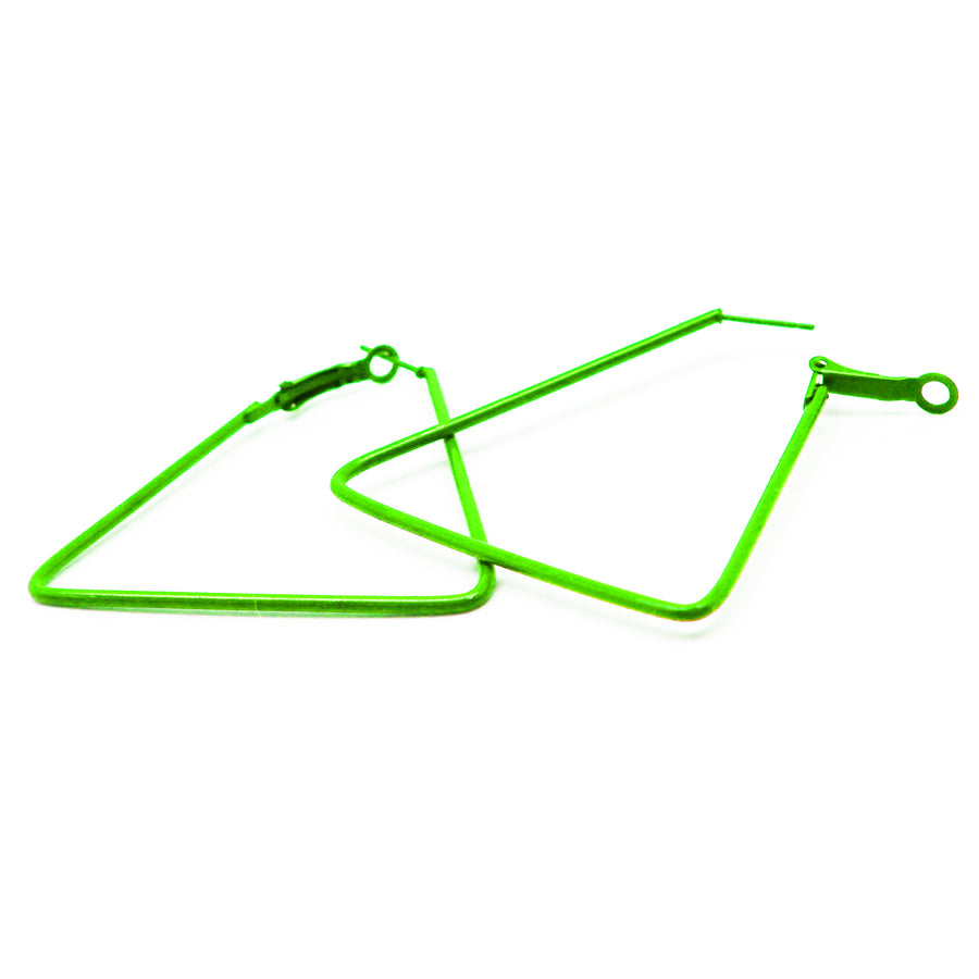 Green 80s Neon Triangle Earrings