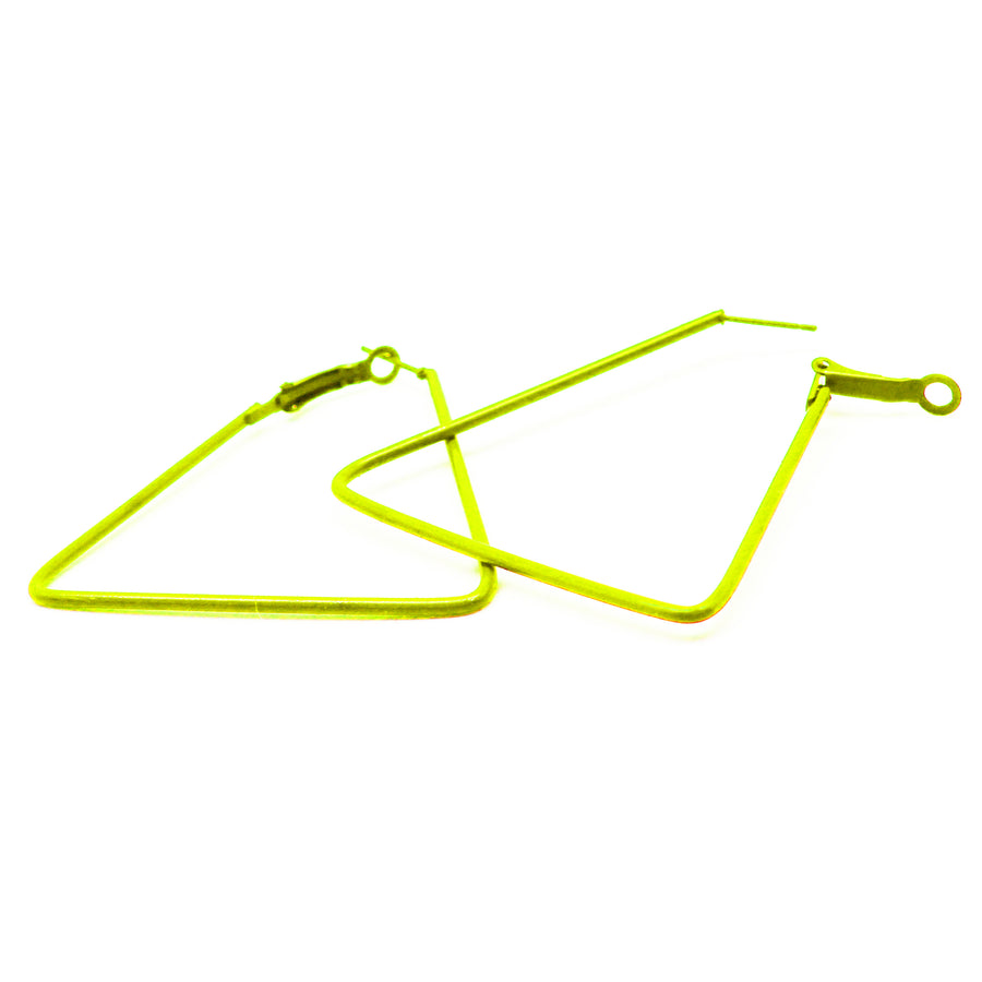 Yellow 80s Neon Triangle Earrings