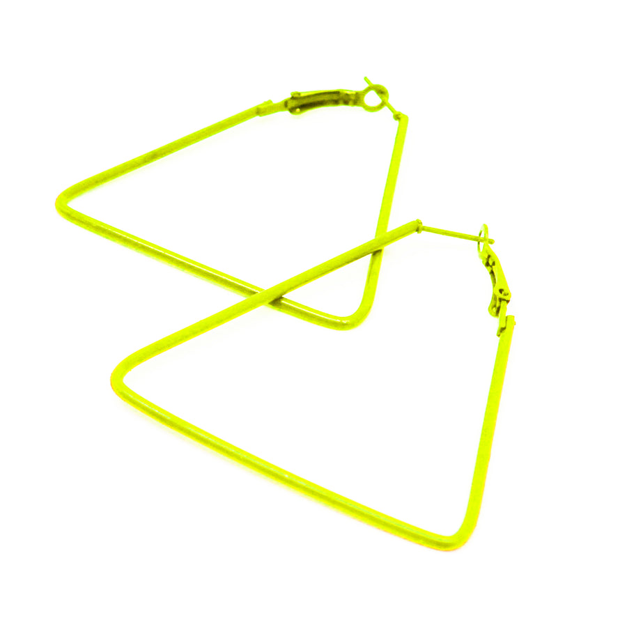 Yellow 80s Neon Triangle Earrings