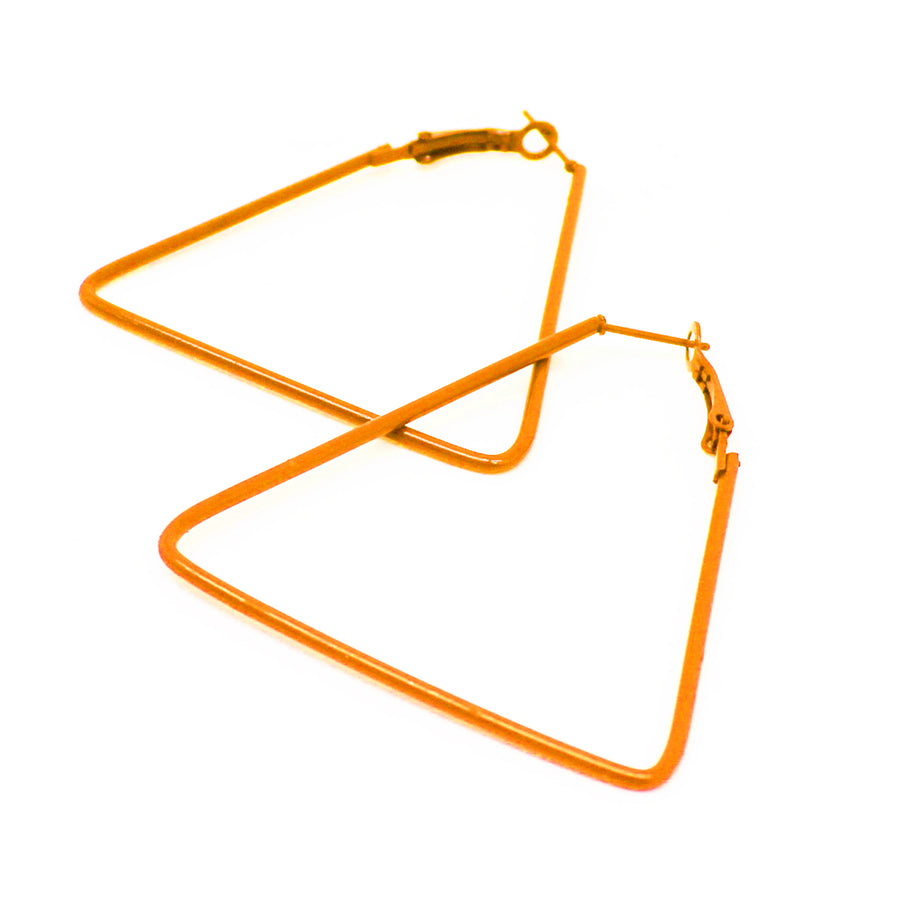 Orange 80s Neon Triangle Earrings