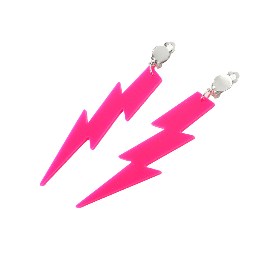 80s Neon Pink Lightning Earrings