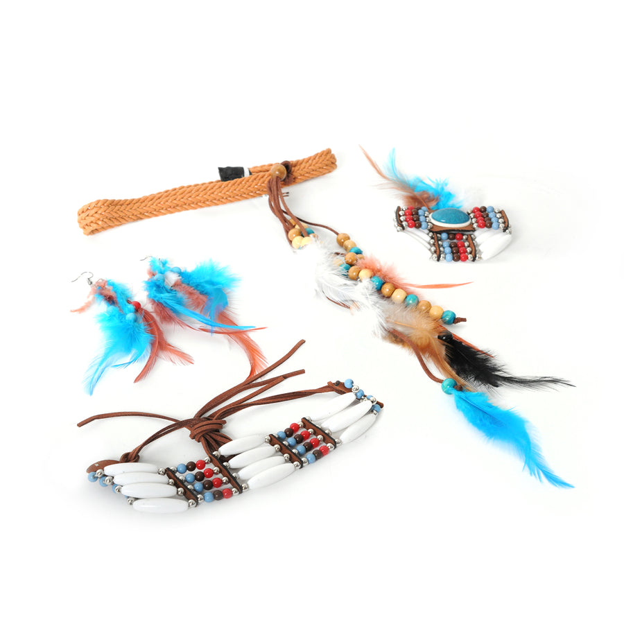 Deluxe Native American Costume Accessory Set (Blue Feather)