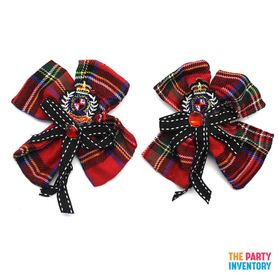 Tartan School Girl Bows (2pk)