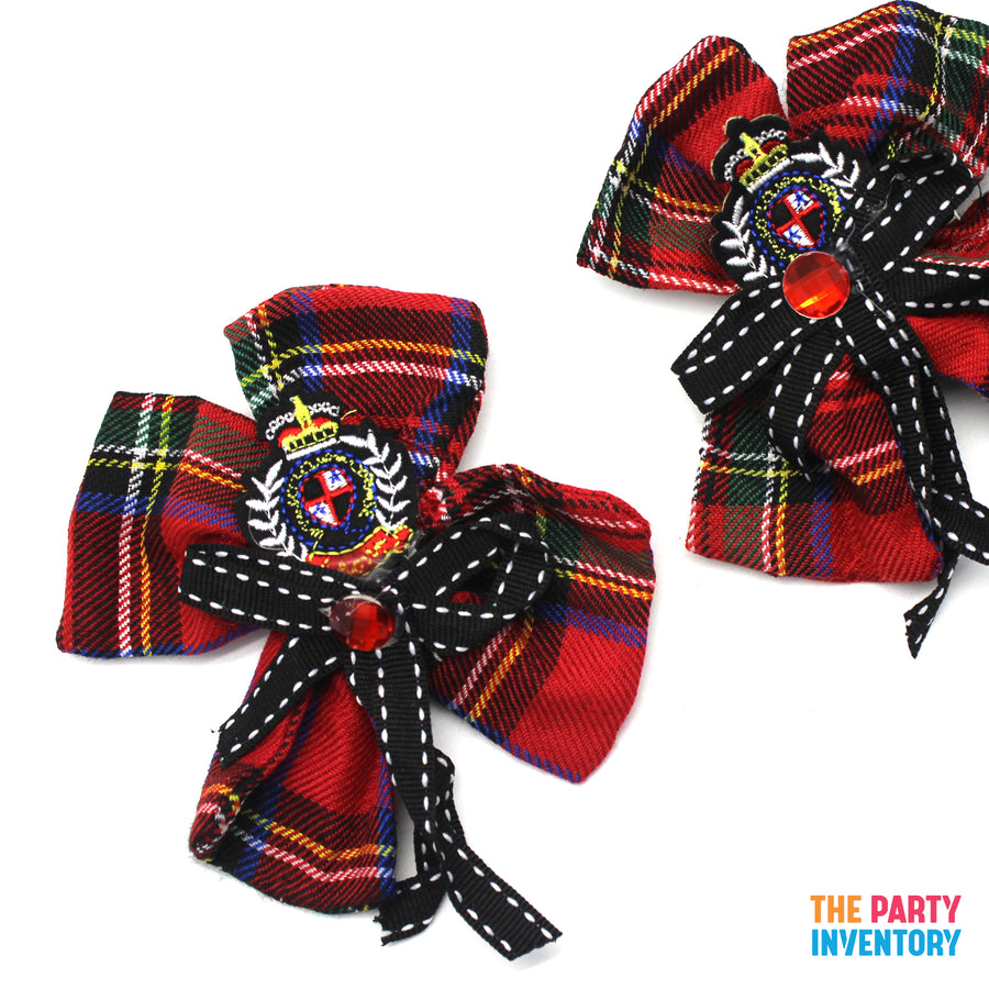 Tartan School Girl Bows (2pk)