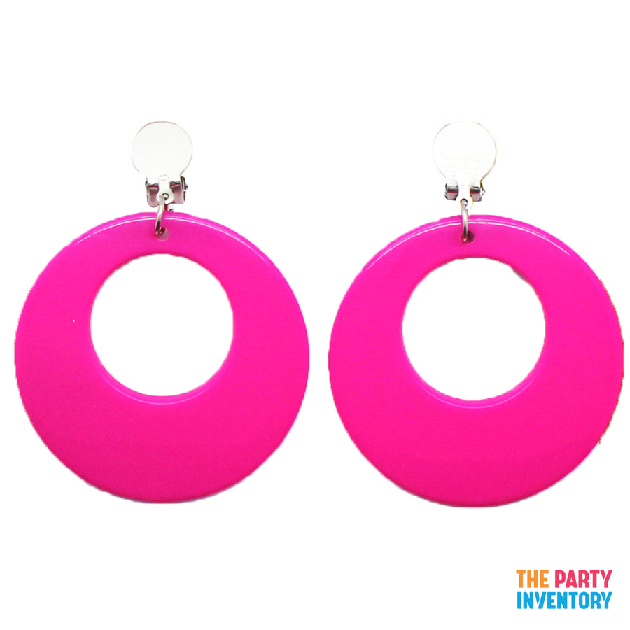 Pink 80s Neon Clip-On Earrings