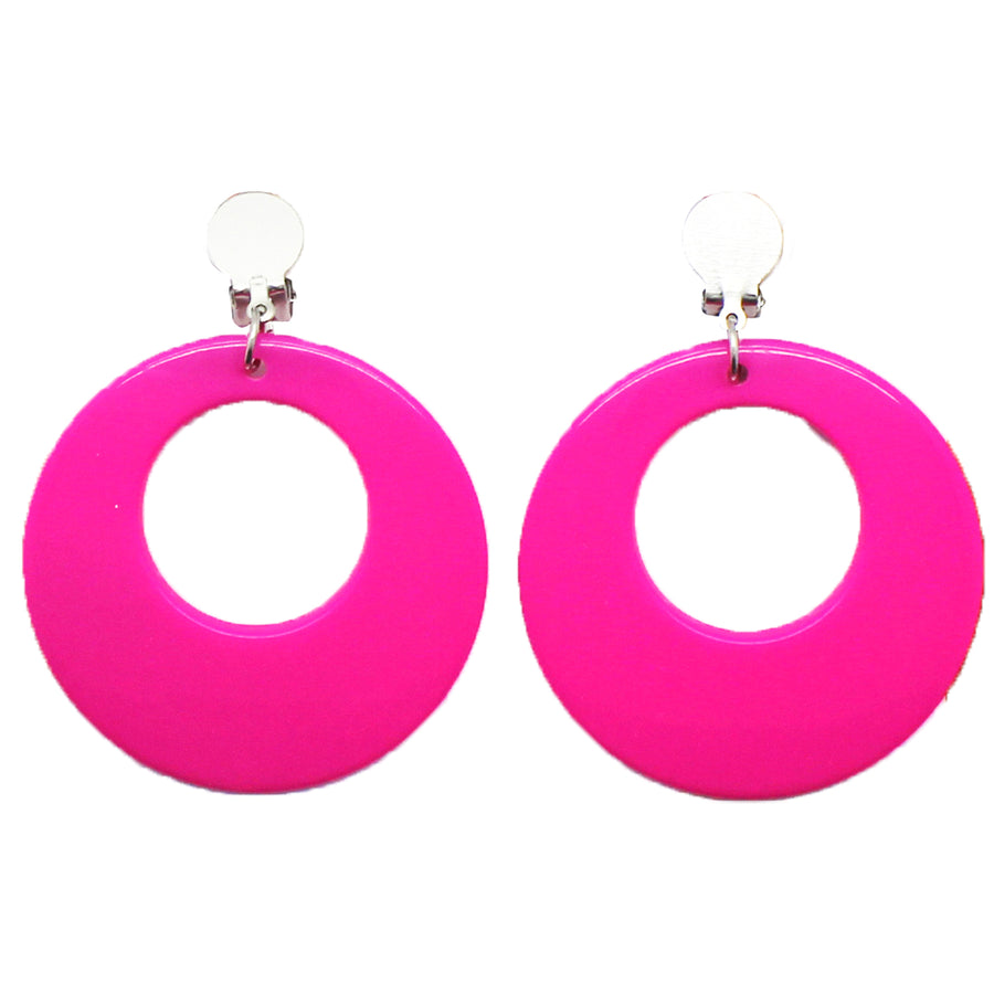 Pink 80s Neon Clip-On Earrings