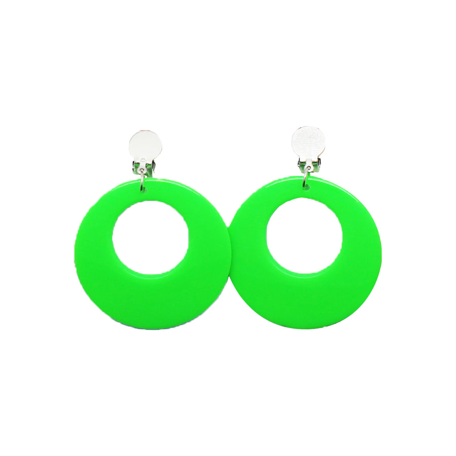 Green 80s Neon Clip-On Earrings