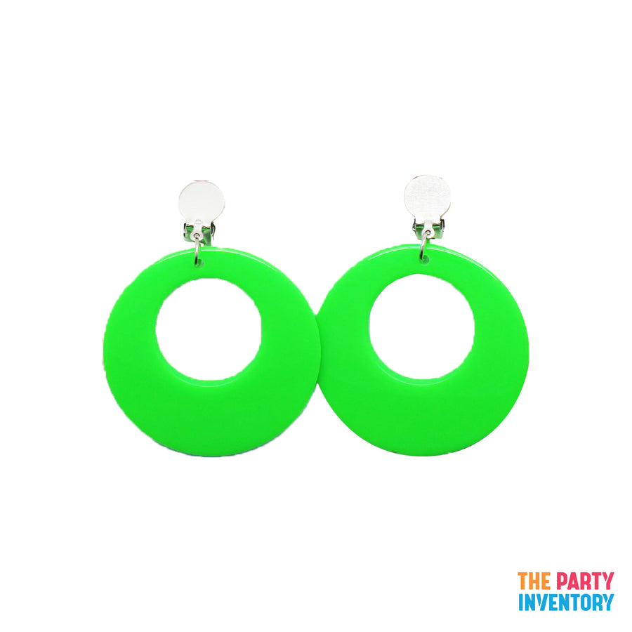 Green 80s Neon Clip-On Earrings