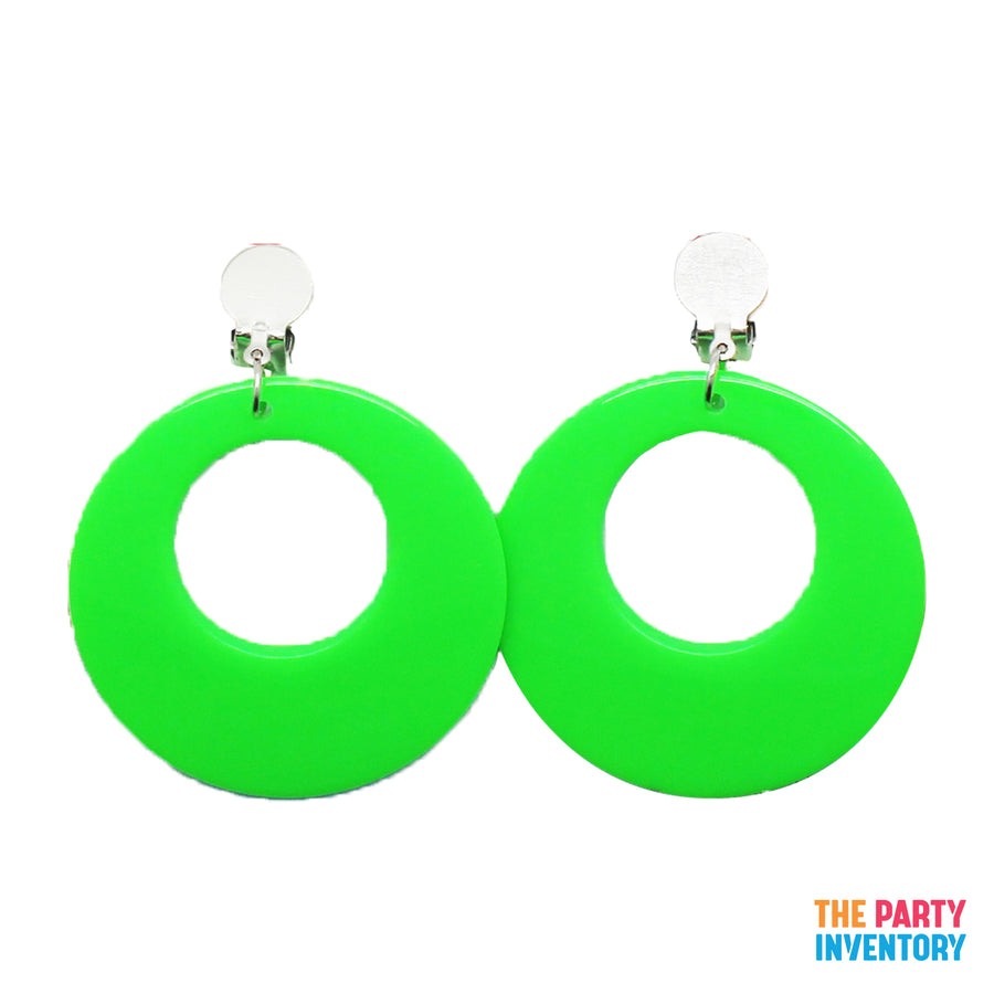 Green 80s Neon Clip-On Earrings