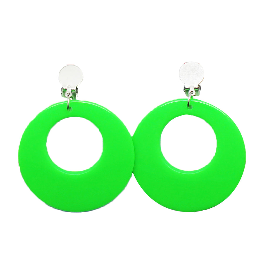 Green 80s Neon Clip-On Earrings