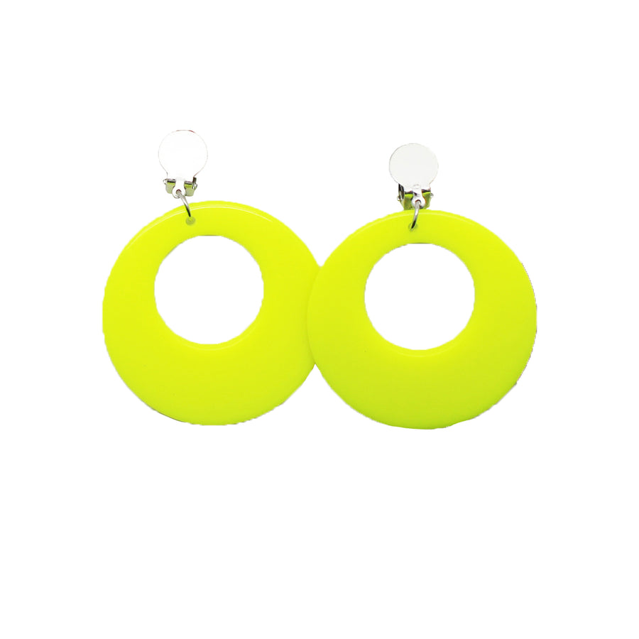 Yellow 80s Neon Clip-On Earrings