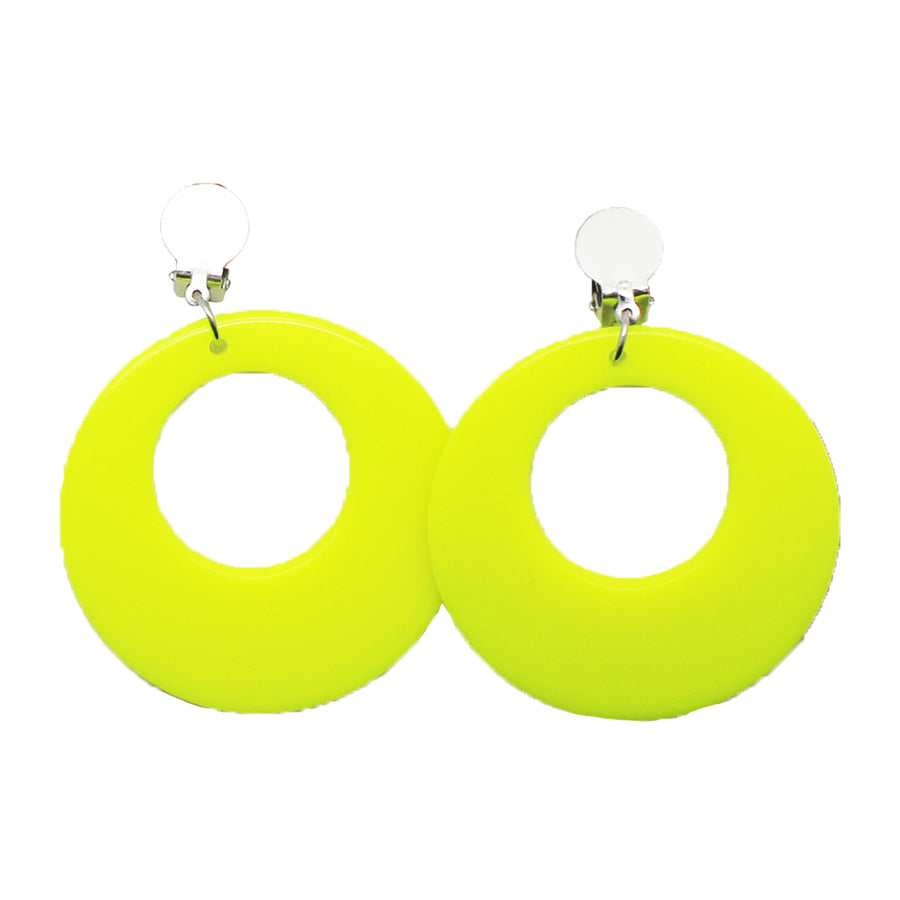 Yellow 80s Neon Clip-On Earrings