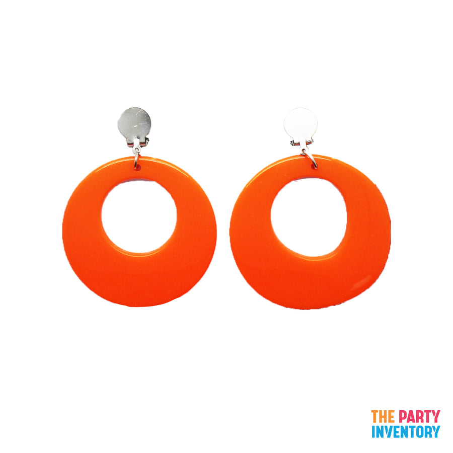 Orange 80s Neon Clip-On Earrings