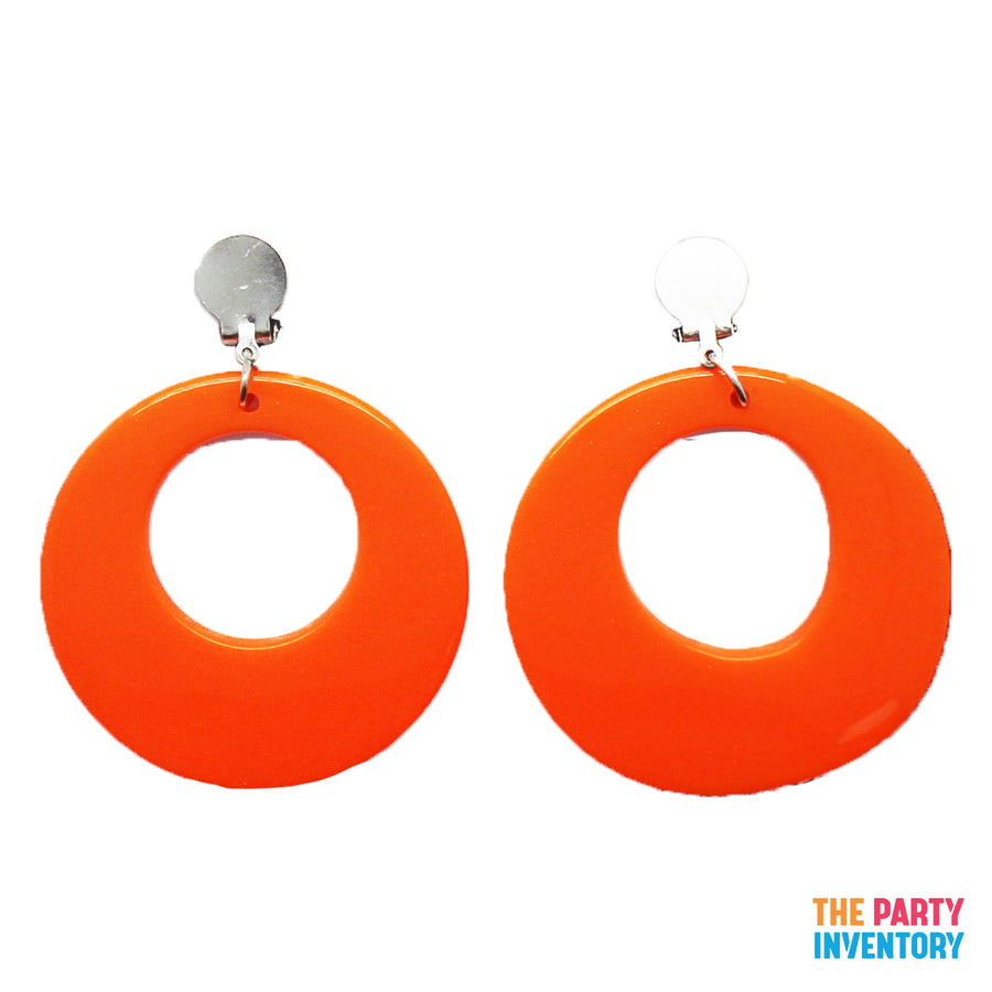 Orange 80s Neon Clip-On Earrings